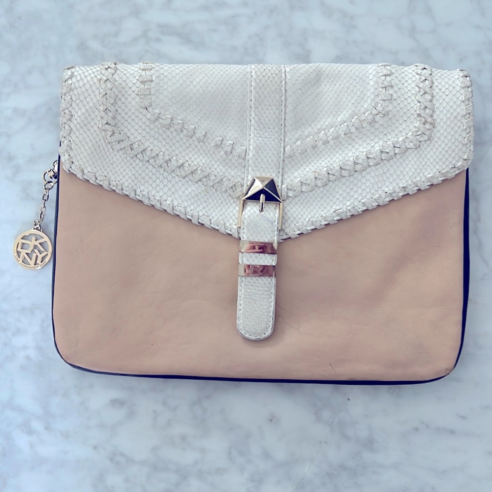 DKNY leather clutch purse bag laptop